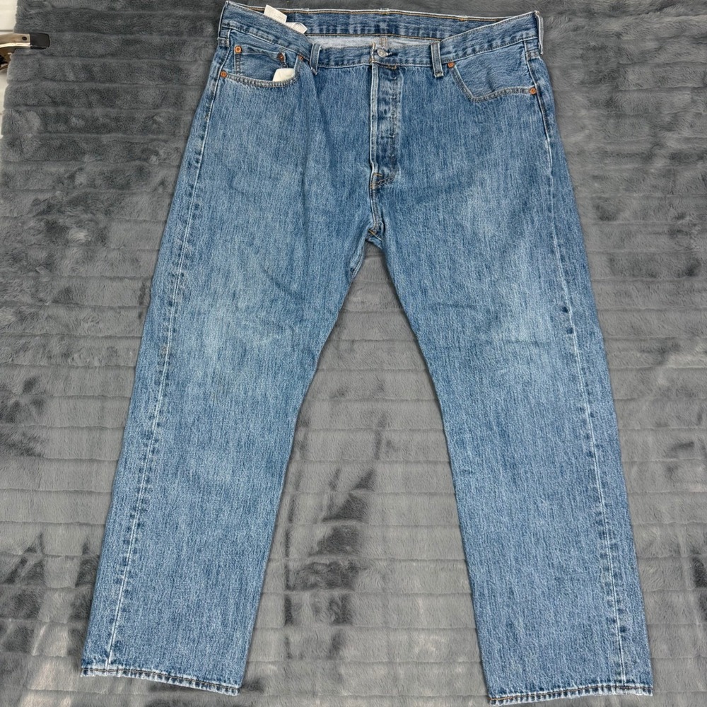 Levis 501 Original Fit Jeans Mens 42x30 Blue Denim Straight Leg Button Fly